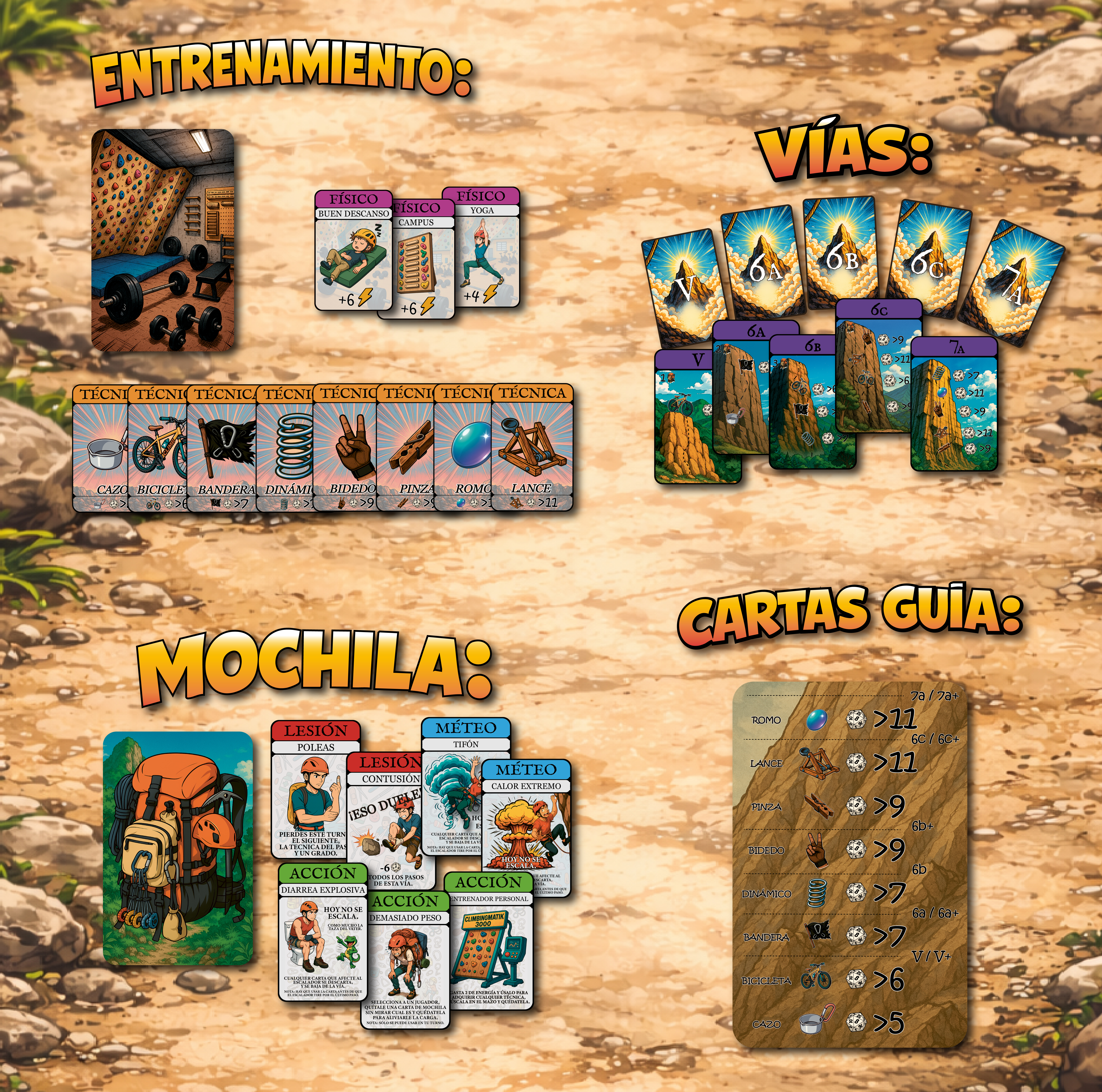 Cartas del juego 7a ¡Escala como puedas!